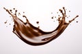 Splash of liquid Chocolate with drops on blank white background. Generative AI Royalty Free Stock Photo